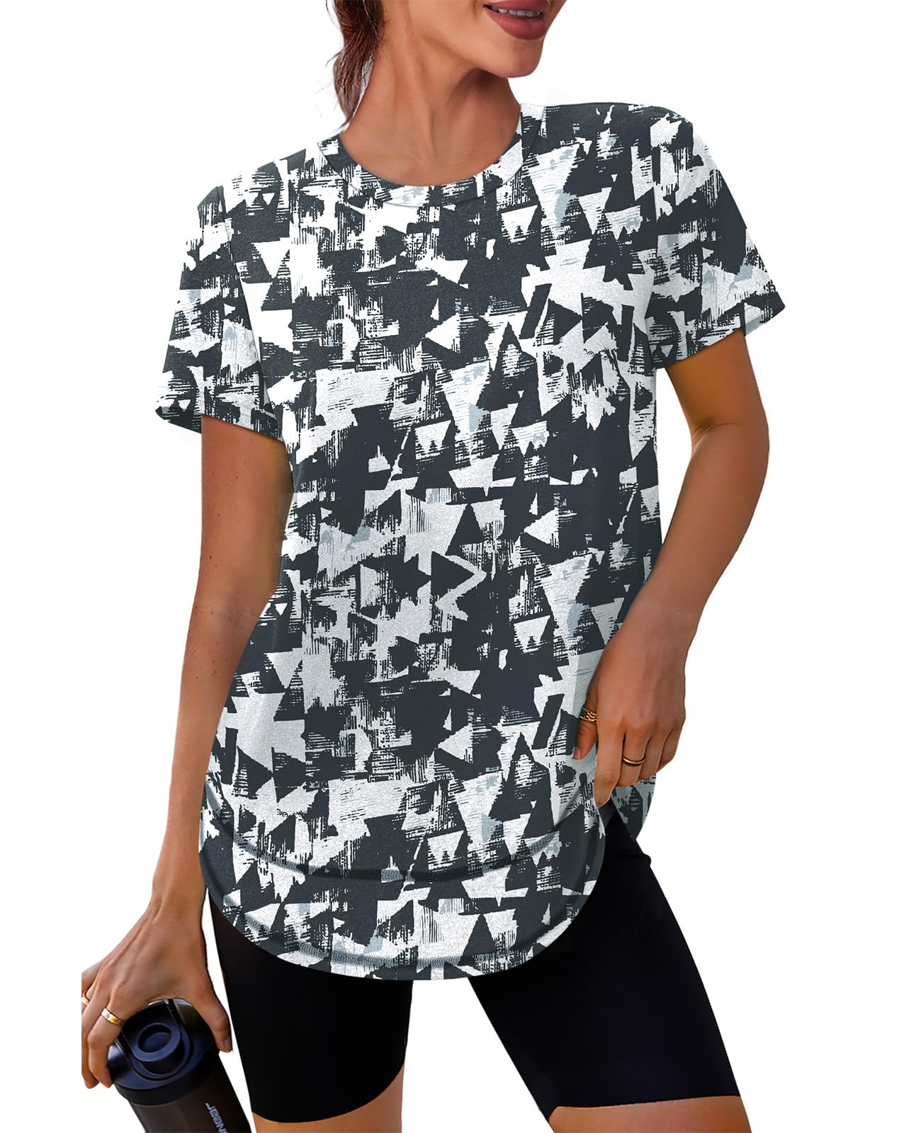 Stay cool, protected, and stylish with this UPF 50+ quick-dry workout shirt—lightweight, breathable, and flexible for yoga, running, hiking, or any active lifestyle.