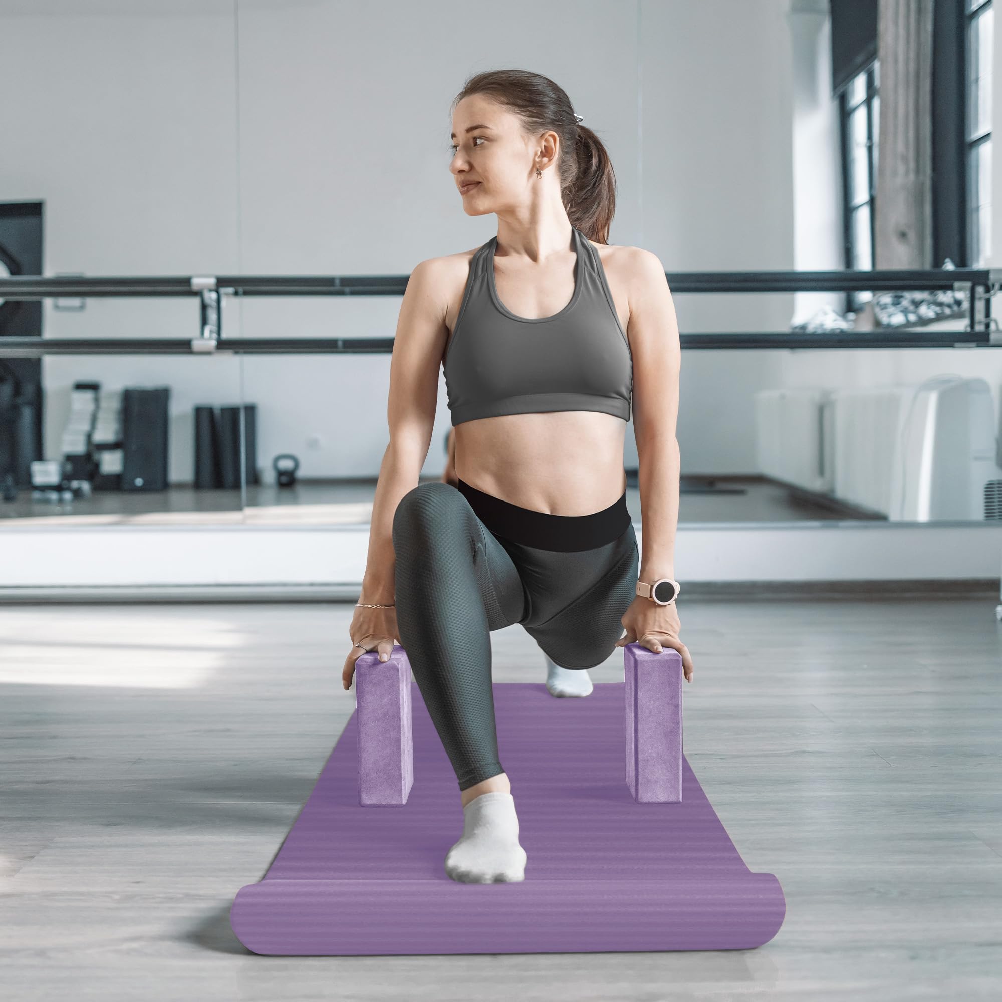 Master your yoga practice anywhere with the BalanceFrom 7-Piece Yoga Set – extra-thick mat, blocks, strap, towels, and knee pad for comfort, stability, and complete support at home or on-the-go.