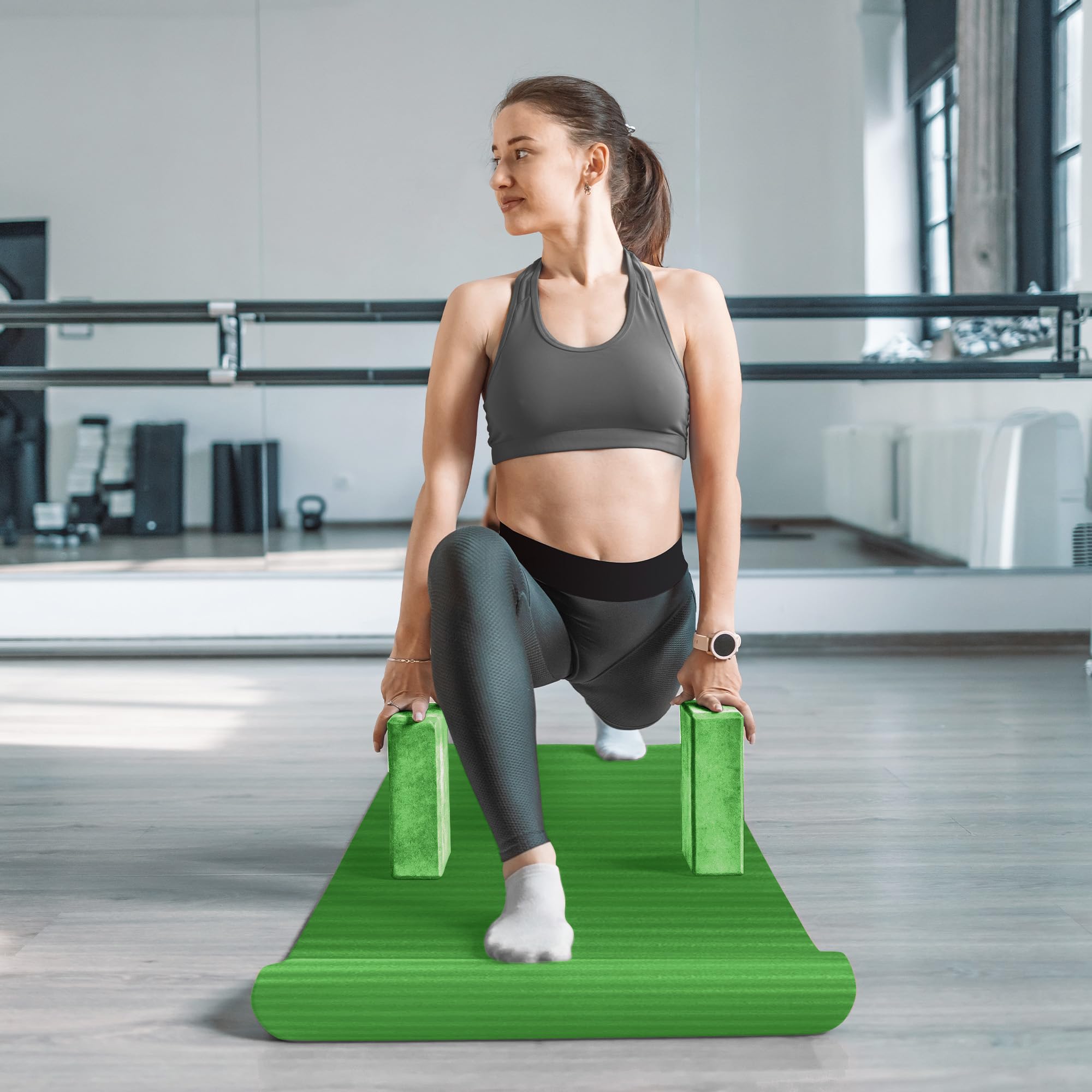 Master your yoga practice anywhere with the BalanceFrom 7-Piece Yoga Set – extra-thick mat, blocks, strap, towels, and knee pad for comfort, stability, and complete support at home or on-the-go.