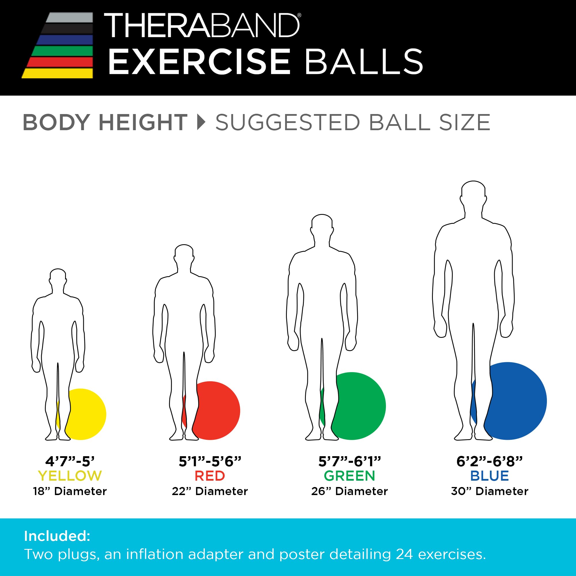 Boost balance, strengthen your core, and enhance flexibility with the THERABAND Pro Series Exercise Ball – anti-burst, professional-grade, versatile for yoga, Pilates, stability, and home or gym workouts.