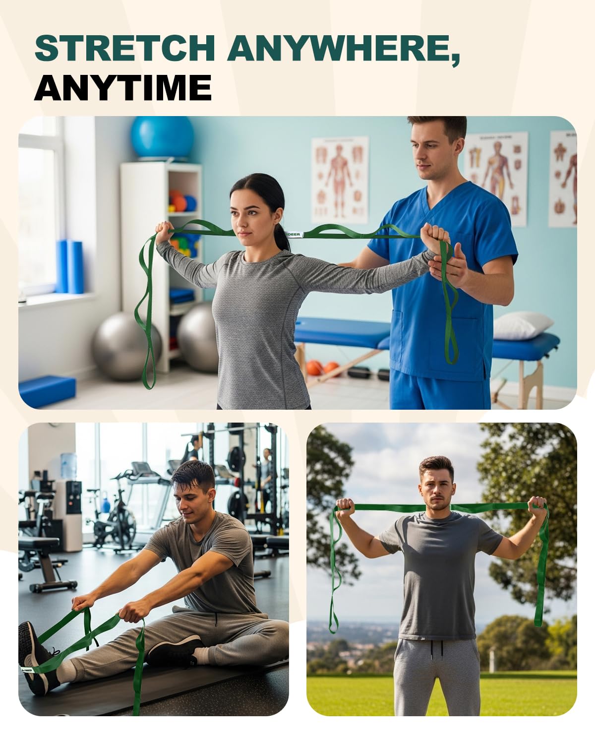 Boost flexibility, recover faster, and stretch safely with the Trideer 10-Loop Stretching Strap – durable, non-elastic, versatile for yoga, Pilates, physical therapy, and home or gym workouts.