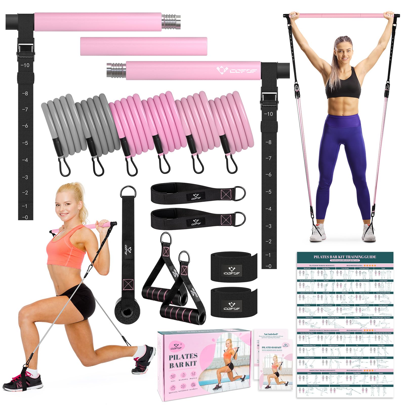 Achieve full-body strength, flexibility, and toning anywhere with the COFOF Pilates Bar Kit – adjustable resistance bands, padded handles, and portable design make home, travel, and outdoor workouts easy and effective.