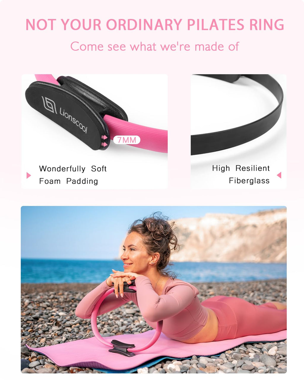 Transform your at-home Pilates practice with the LIONSCOOL Pilates Ring Set – all-in-one resistance ring, mini ball, and bands for strength, balance, and total-body toning anywhere, anytime.