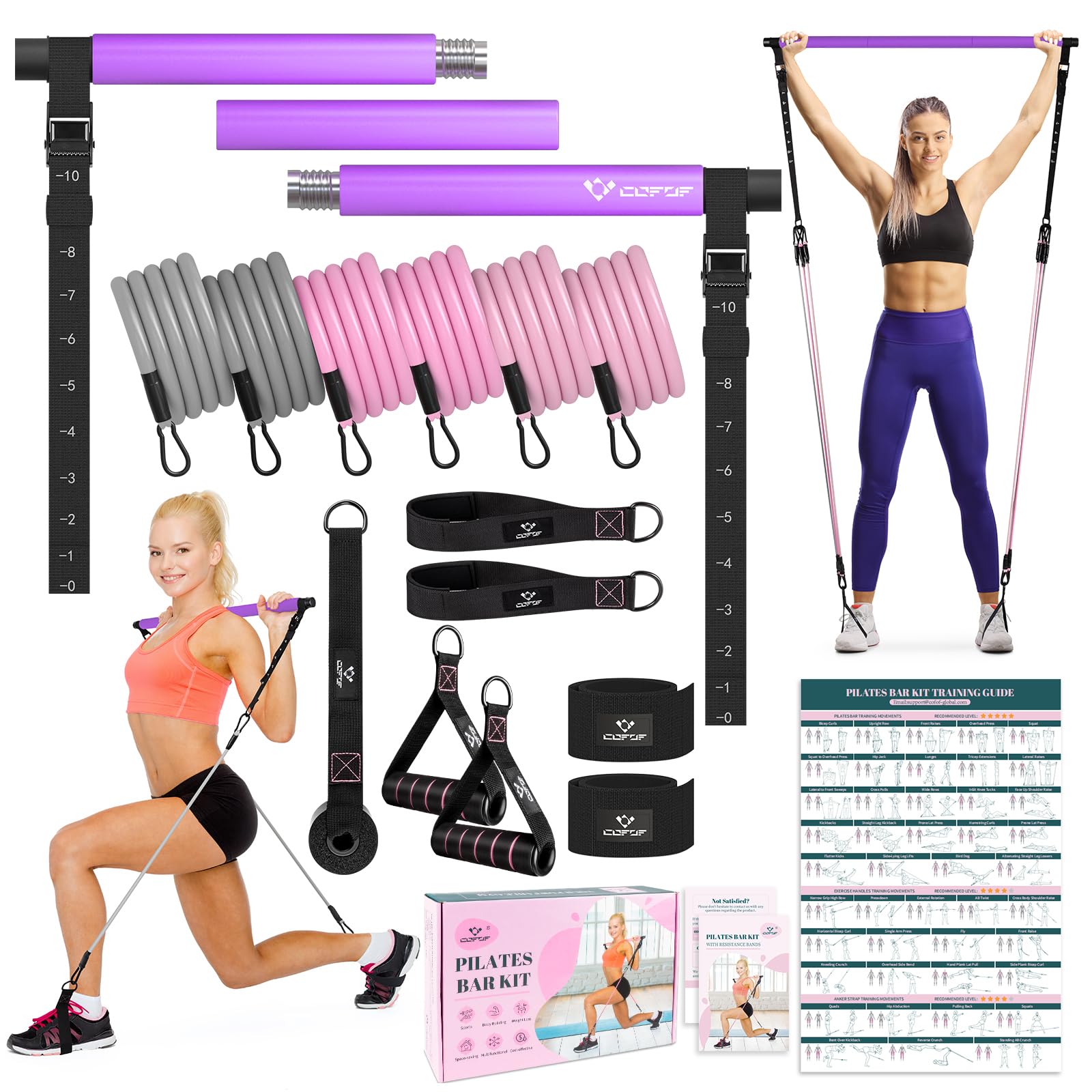Achieve full-body strength, flexibility, and toning anywhere with the COFOF Pilates Bar Kit – adjustable resistance bands, padded handles, and portable design make home, travel, and outdoor workouts easy and effective.