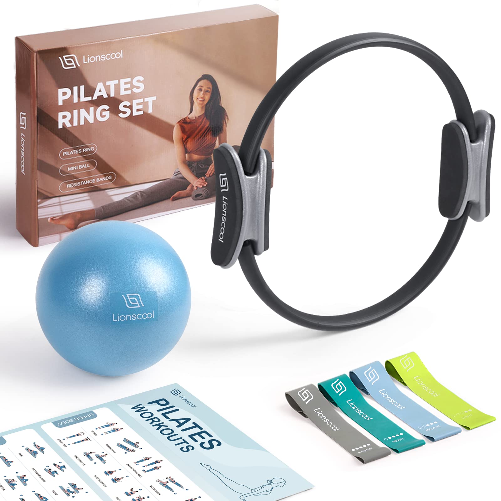 Transform your at-home Pilates practice with the LIONSCOOL Pilates Ring Set – all-in-one resistance ring, mini ball, and bands for strength, balance, and total-body toning anywhere, anytime.
