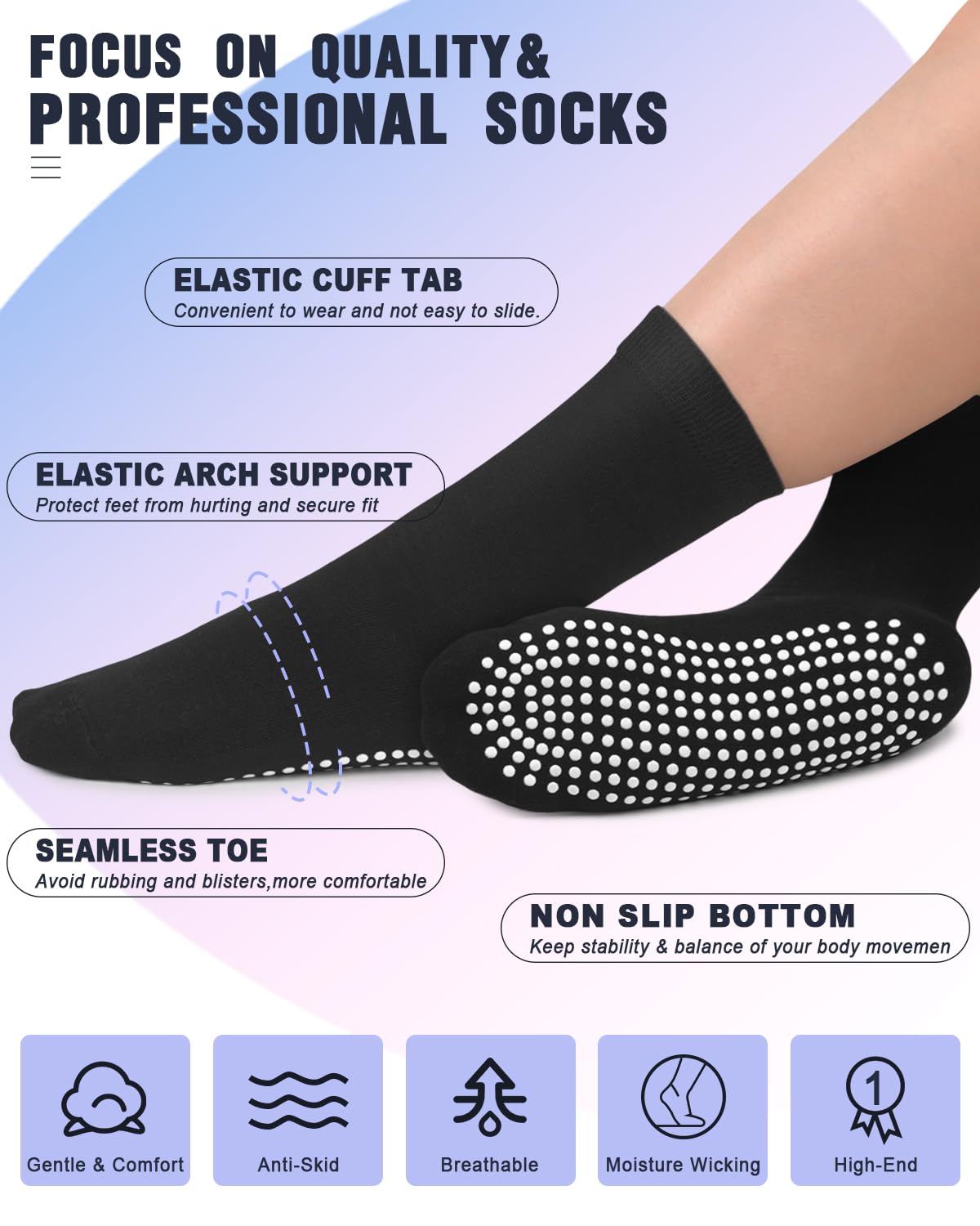 Stay safe, stable, and stylish with non-slip Pilates socks—breathable, cushioned, and perfect for yoga, barre, studio workouts, or home use. Comfort and grip in every step.