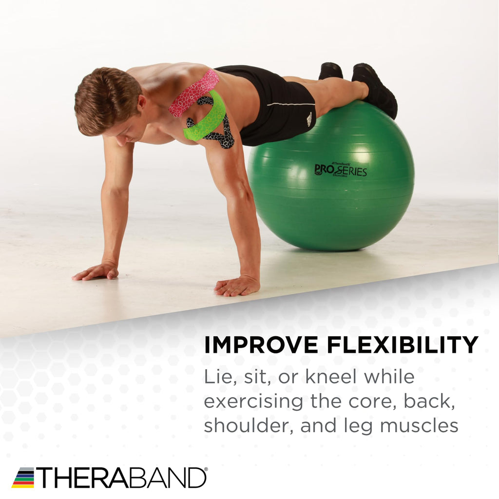 Boost balance, strengthen your core, and enhance flexibility with the THERABAND Pro Series Exercise Ball – anti-burst, professional-grade, versatile for yoga, Pilates, stability, and home or gym workouts.