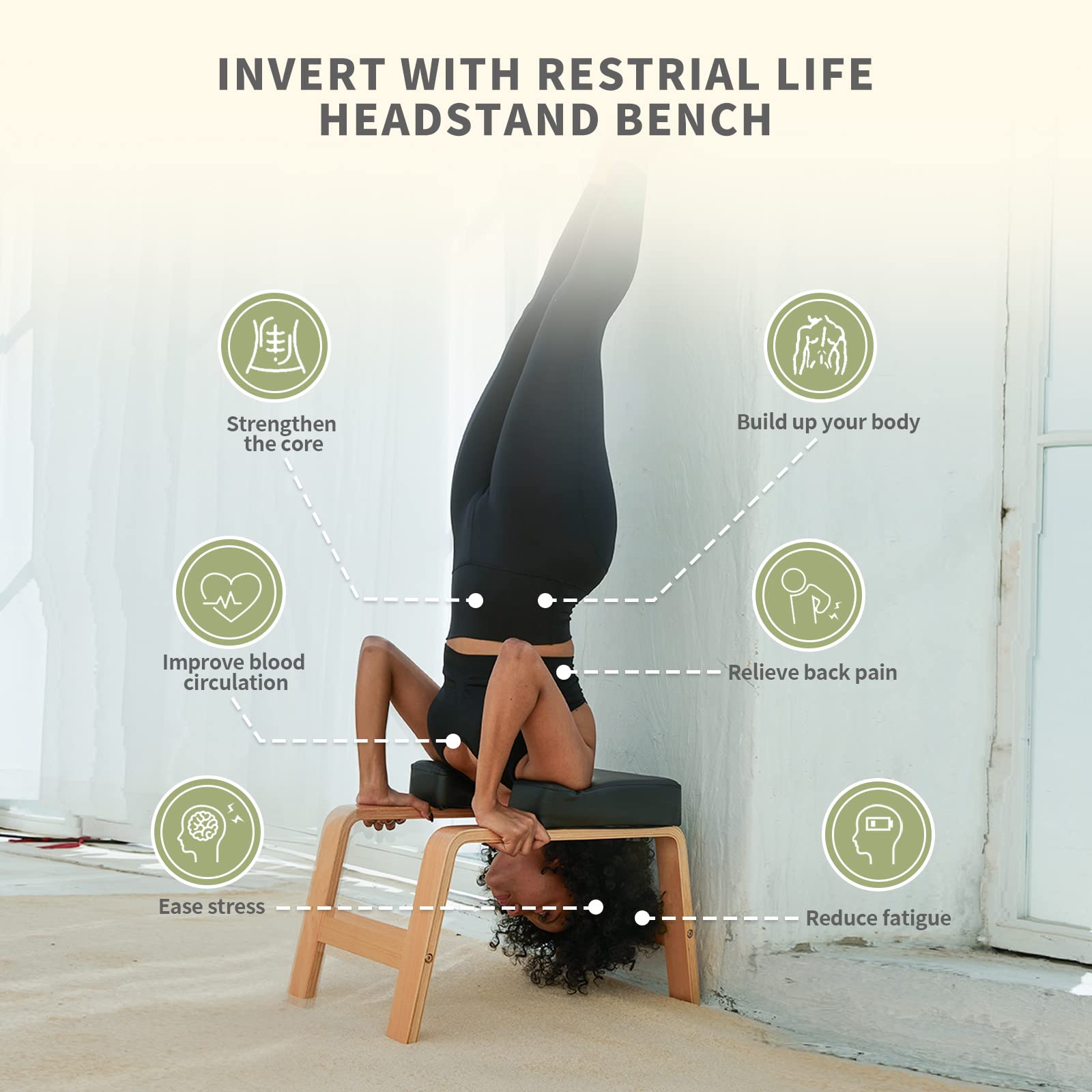 Build strength, improve balance, and relieve stress safely with the Restrial Life Yoga Headstand Bench—perfect for beginners and experts alike, offering comfort, stability, and total-body benefits at home or gym.