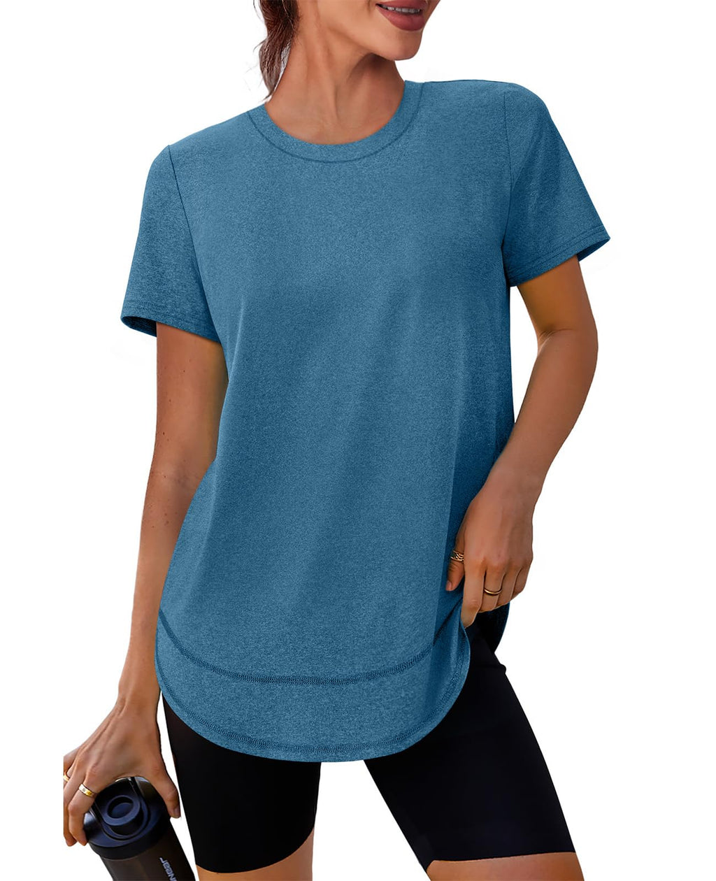 Stay cool, protected, and stylish with this UPF 50+ quick-dry workout shirt—lightweight, breathable, and flexible for yoga, running, hiking, or any active lifestyle.