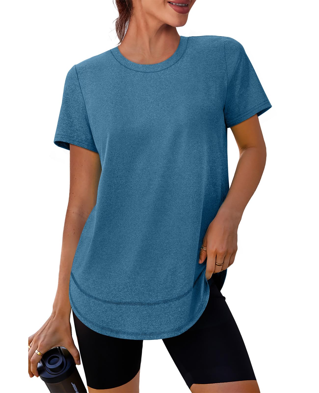 Stay cool, protected, and stylish with this UPF 50+ quick-dry workout shirt—lightweight, breathable, and flexible for yoga, running, hiking, or any active lifestyle.