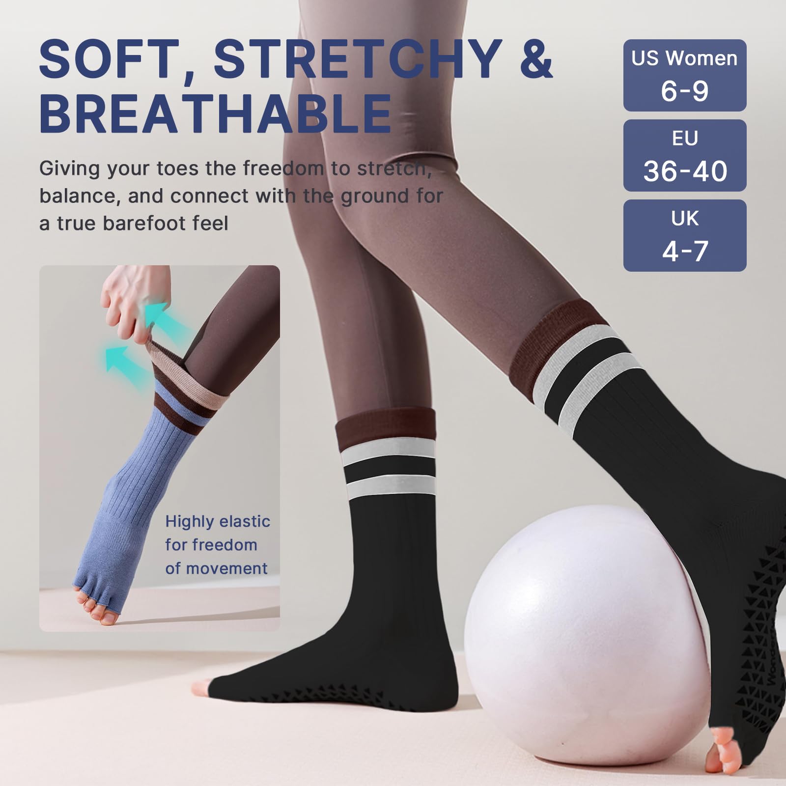 Train with confidence and comfort—these non-slip Pilates yoga socks deliver secure grip, breathable support, and stylish design for every workout, from barre to yoga and beyond.