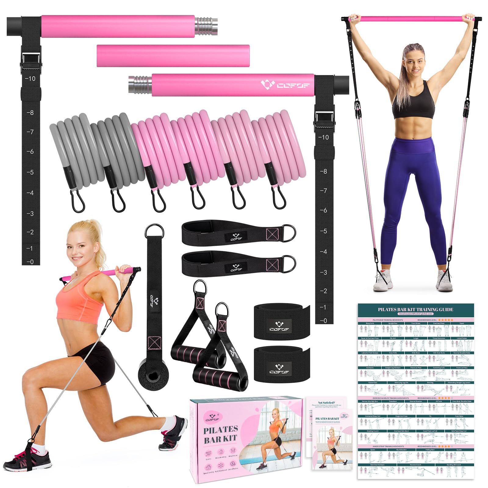 Achieve full-body strength, flexibility, and toning anywhere with the COFOF Pilates Bar Kit – adjustable resistance bands, padded handles, and portable design make home, travel, and outdoor workouts easy and effective.