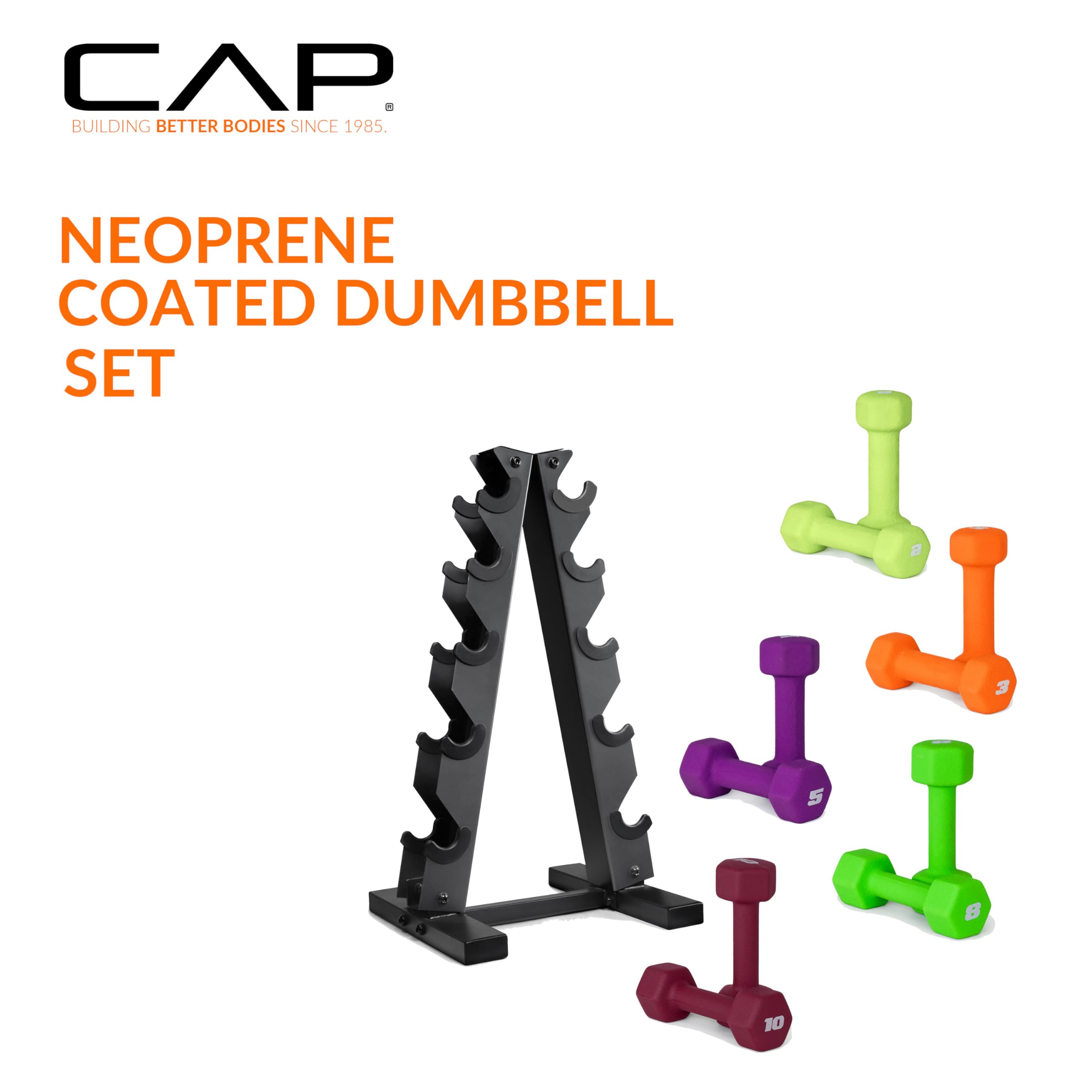 Build strength with confidence. These color-coded neoprene dumbbells offer a secure grip, durable construction, and a space-saving rack—perfect for toning, HIIT, and everyday home workouts.