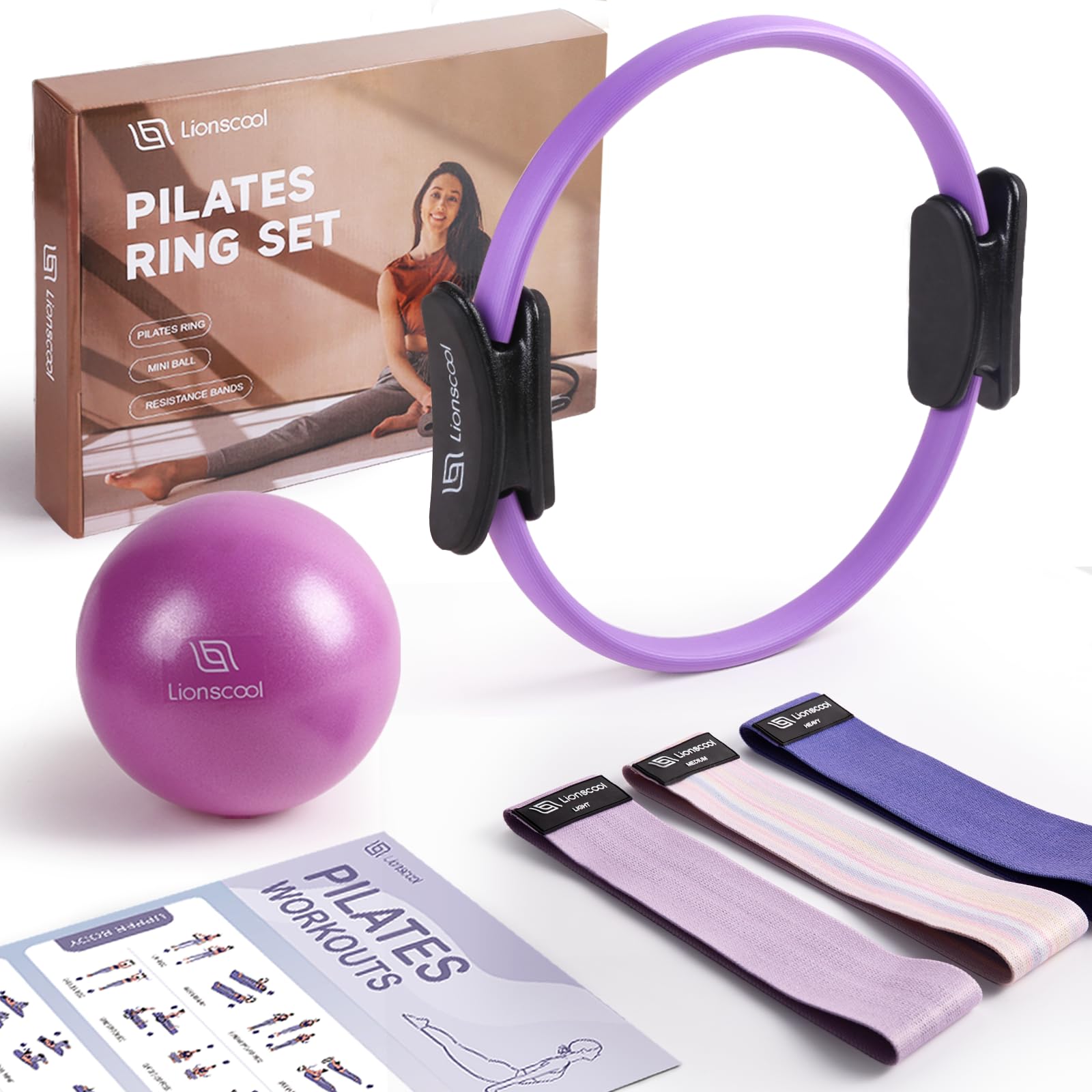 Transform your at-home Pilates practice with the LIONSCOOL Pilates Ring Set – all-in-one resistance ring, mini ball, and bands for strength, balance, and total-body toning anywhere, anytime.