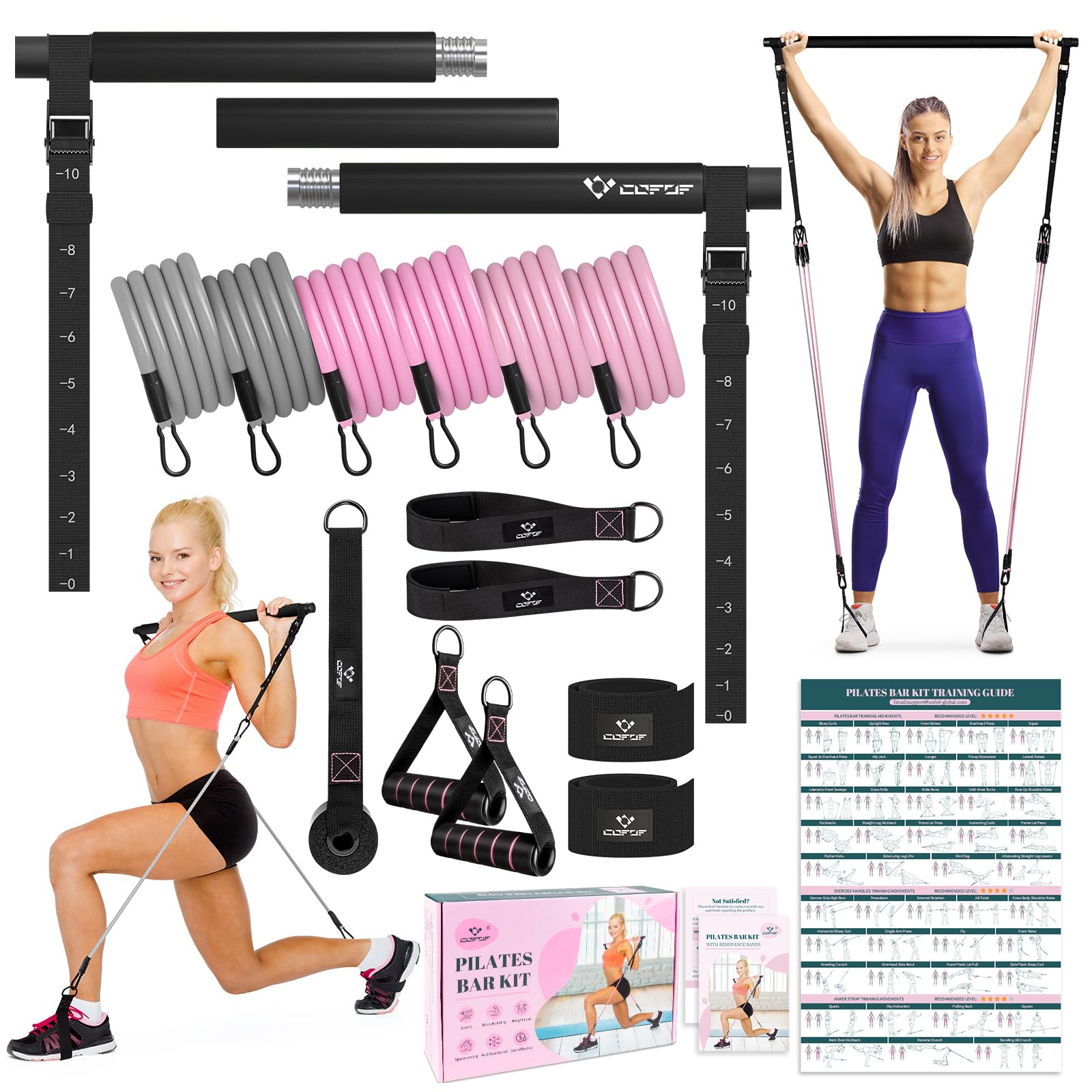 Achieve full-body strength, flexibility, and toning anywhere with the COFOF Pilates Bar Kit – adjustable resistance bands, padded handles, and portable design make home, travel, and outdoor workouts easy and effective.