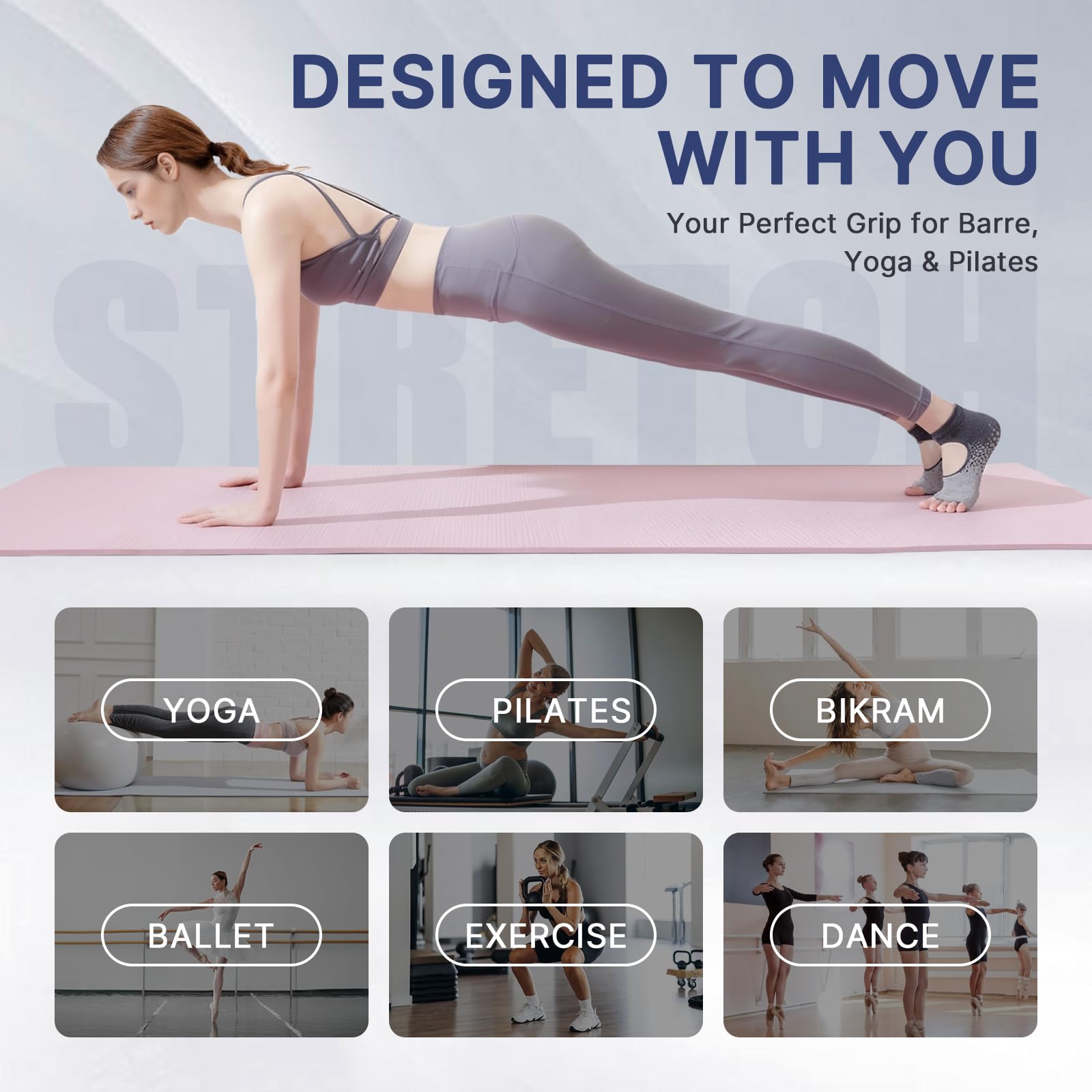Train with confidence and comfort—these non-slip Pilates yoga socks deliver secure grip, breathable support, and stylish design for every workout, from barre to yoga and beyond.