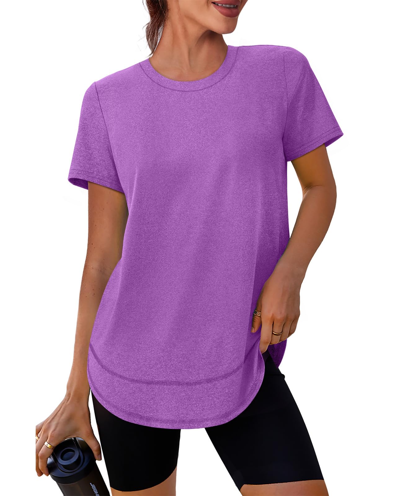 Stay cool, protected, and stylish with this UPF 50+ quick-dry workout shirt—lightweight, breathable, and flexible for yoga, running, hiking, or any active lifestyle.