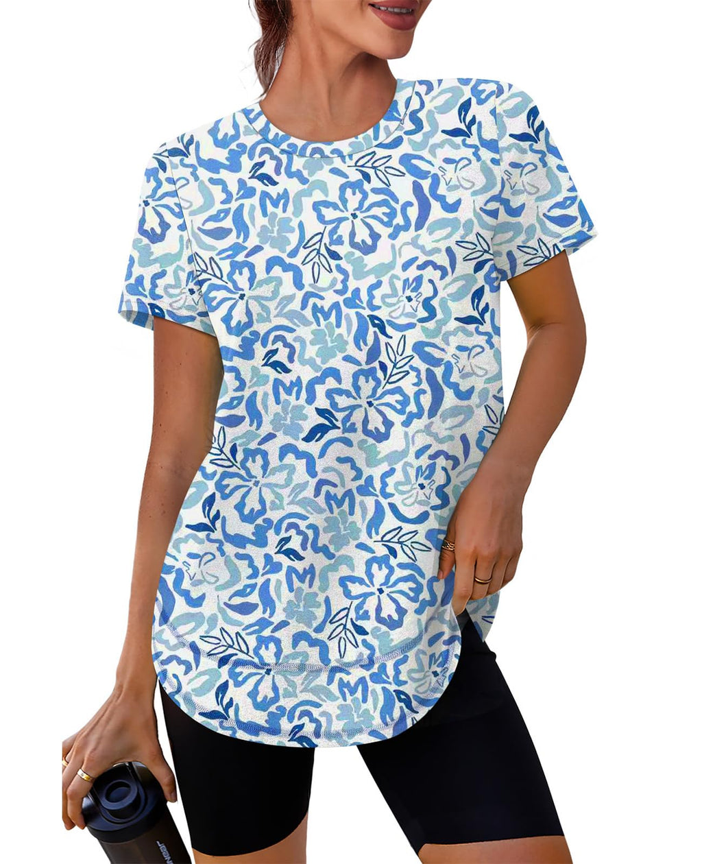 Stay cool, protected, and stylish with this UPF 50+ quick-dry workout shirt—lightweight, breathable, and flexible for yoga, running, hiking, or any active lifestyle.