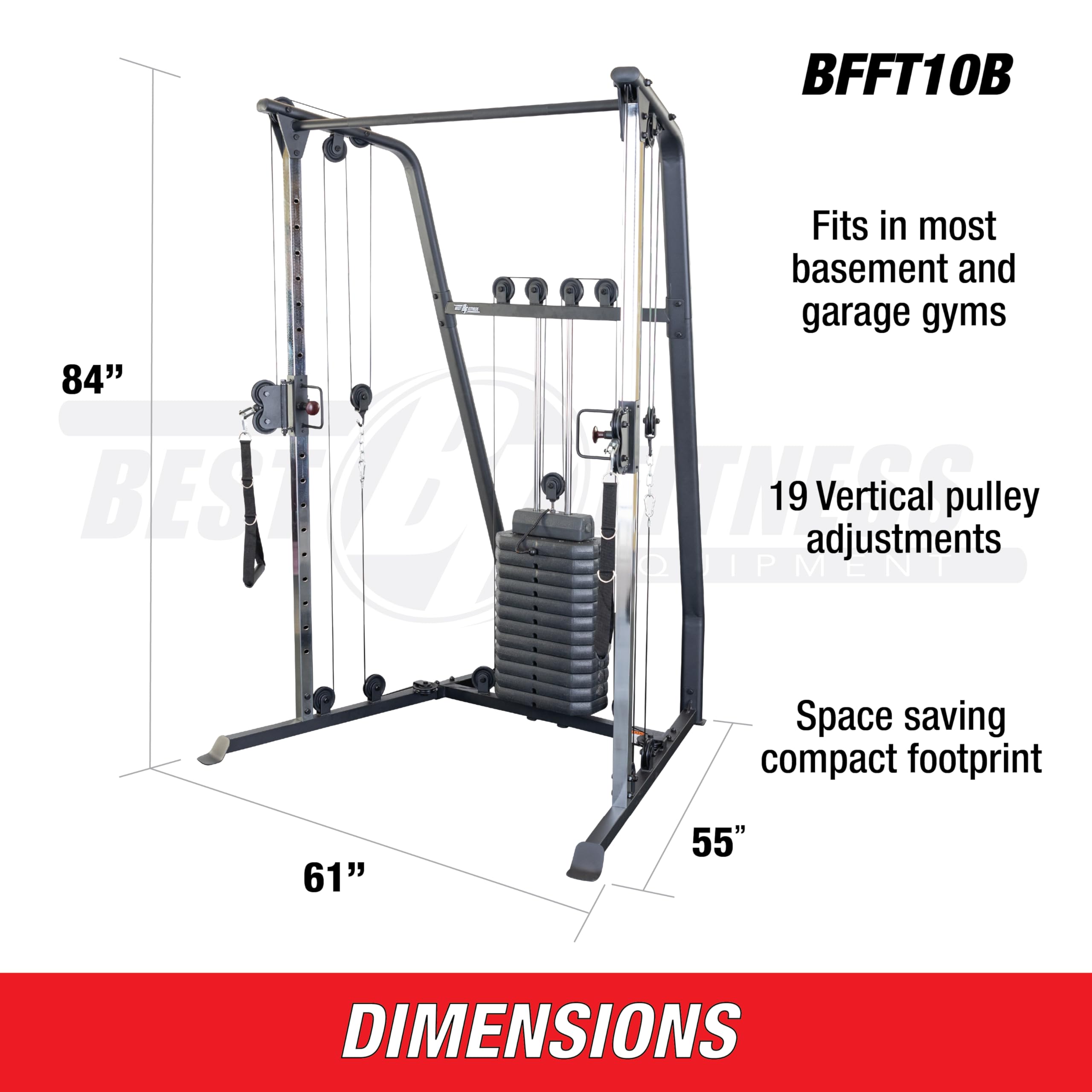 Transform your home gym into a professional training space with Body-Solid’s cable crossover and BFFT10B home gym—versatile, durable, and smooth, offering full-body strength training with endless exercise options.