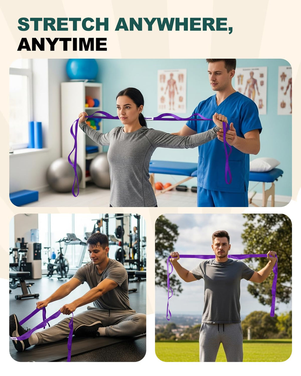 Boost flexibility, recover faster, and stretch safely with the Trideer 10-Loop Stretching Strap – durable, non-elastic, versatile for yoga, Pilates, physical therapy, and home or gym workouts.
