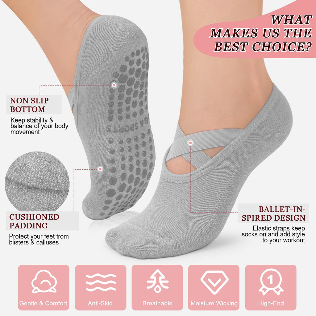 Stay safe, stable, and stylish with non-slip Pilates socks—breathable, cushioned, and perfect for yoga, barre, studio workouts, or home use. Comfort and grip in every step.