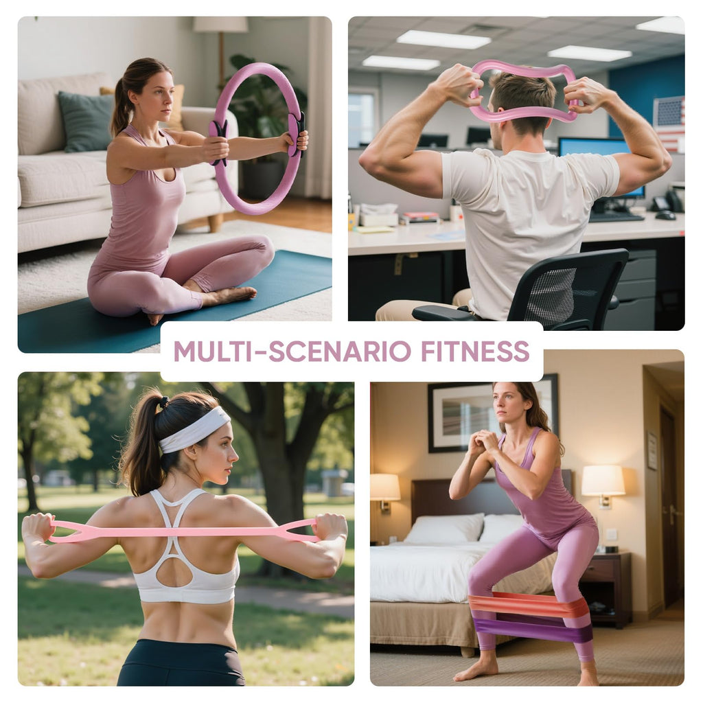 Achieve full-body toning, strength, and flexibility anywhere with the Home Pilates Kit—durable, all-in-one, non-slip, and portable, perfect for beginners and advanced Pilates enthusiasts alike.