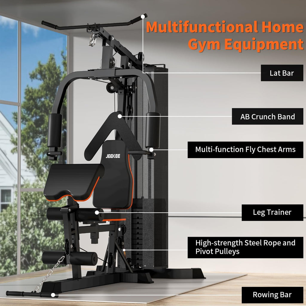 Home Gym,Workout Machine with 160LB Weight Stack,Multifunctional Workout Station for Full Body Strength Training,Exercise Equipment for Home