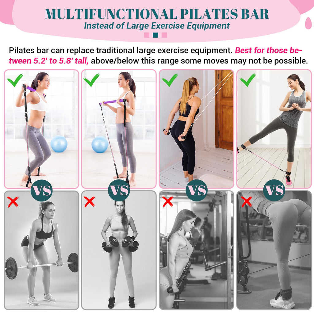 Achieve full-body strength, flexibility, and toning anywhere with the COFOF Pilates Bar Kit – adjustable resistance bands, padded handles, and portable design make home, travel, and outdoor workouts easy and effective.