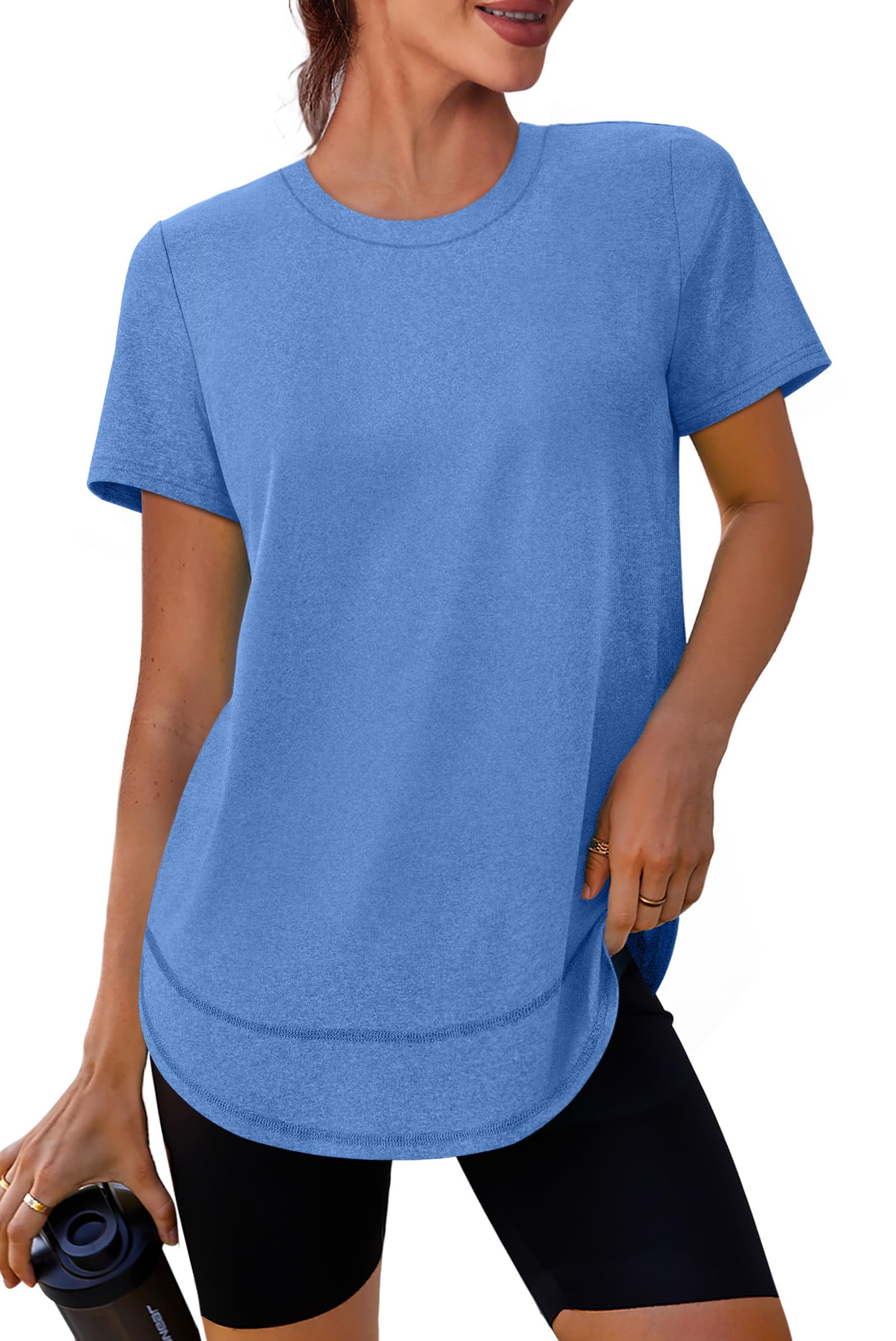 Stay cool, protected, and stylish with this UPF 50+ quick-dry workout shirt—lightweight, breathable, and flexible for yoga, running, hiking, or any active lifestyle.