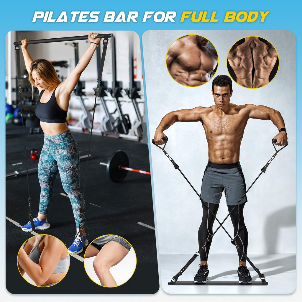 Achieve full-body strength, flexibility, and toning anywhere with the COFOF Pilates Bar Kit – adjustable resistance bands, padded handles, and portable design make home, travel, and outdoor workouts easy and effective.