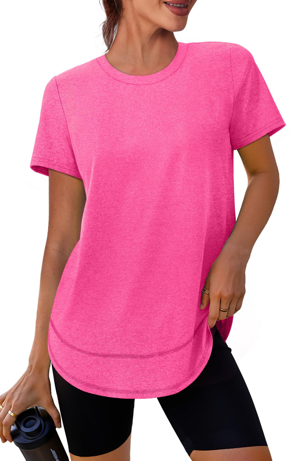 Stay cool, protected, and stylish with this UPF 50+ quick-dry workout shirt—lightweight, breathable, and flexible for yoga, running, hiking, or any active lifestyle.