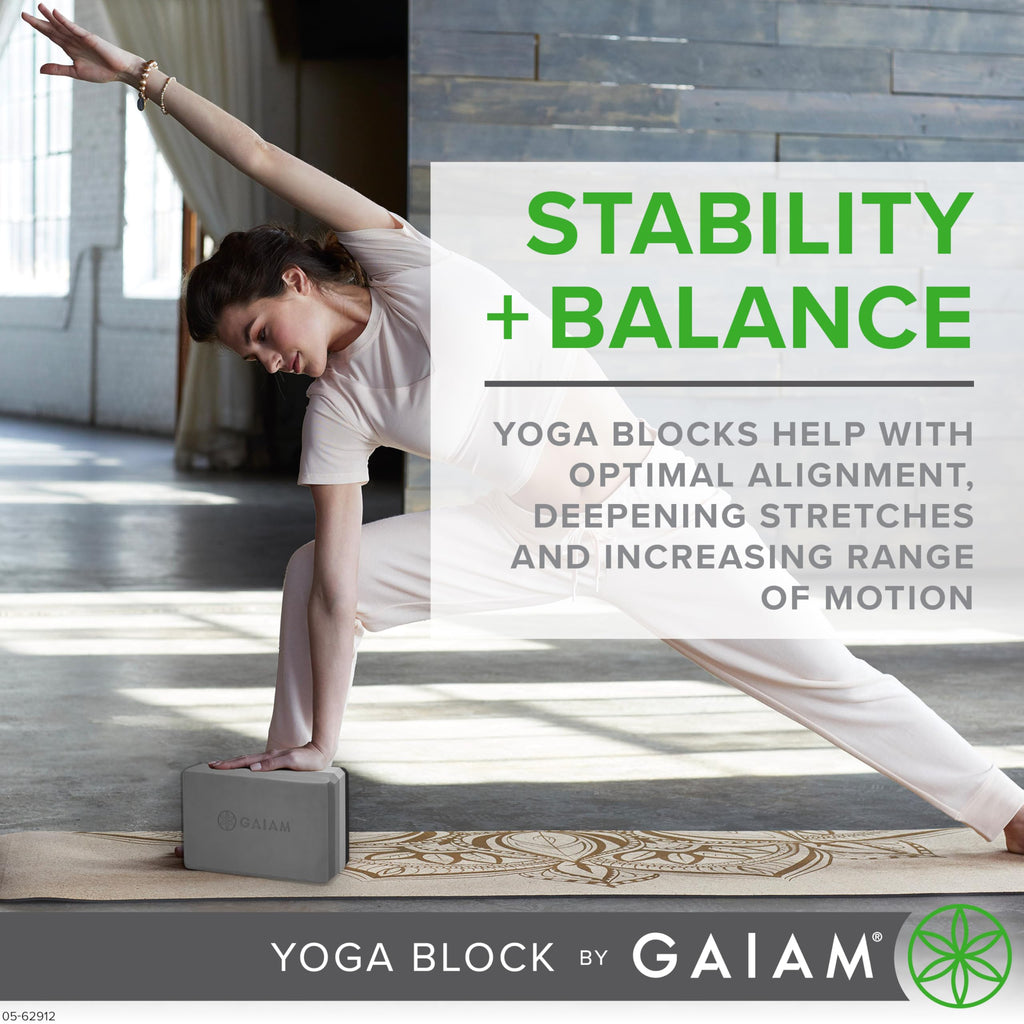 nhance stability, balance, and flexibility with the Gaiam Yoga Block & Strap Combo – durable, non-slip foam block and cotton strap help deepen stretches and safely modify poses for all skill levels.