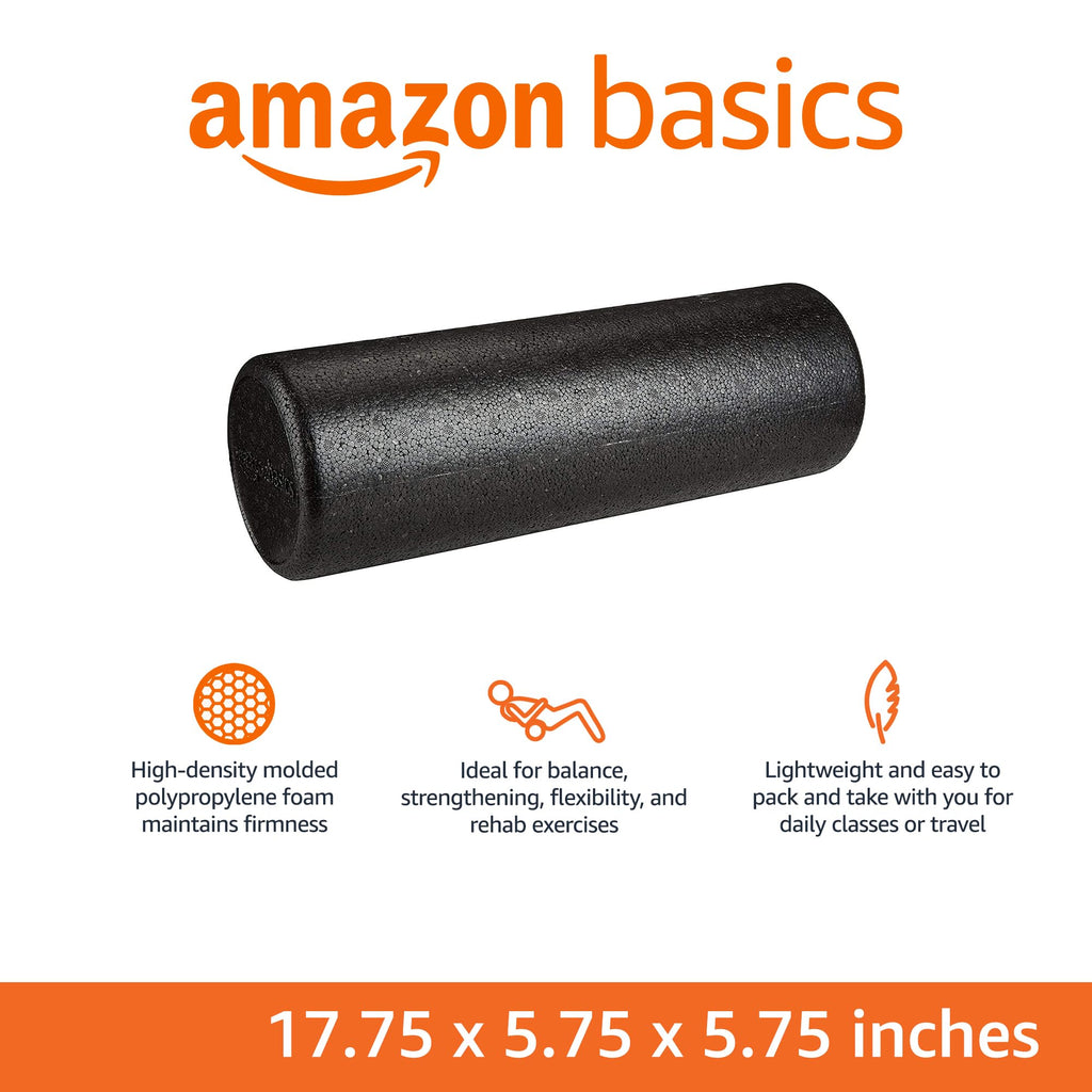 Relieve tension, improve balance, and boost flexibility with the Amazon Basics High-Density Foam Roller – firm, durable, portable, and perfect for home, gym, yoga, Pilates, and recovery workouts.