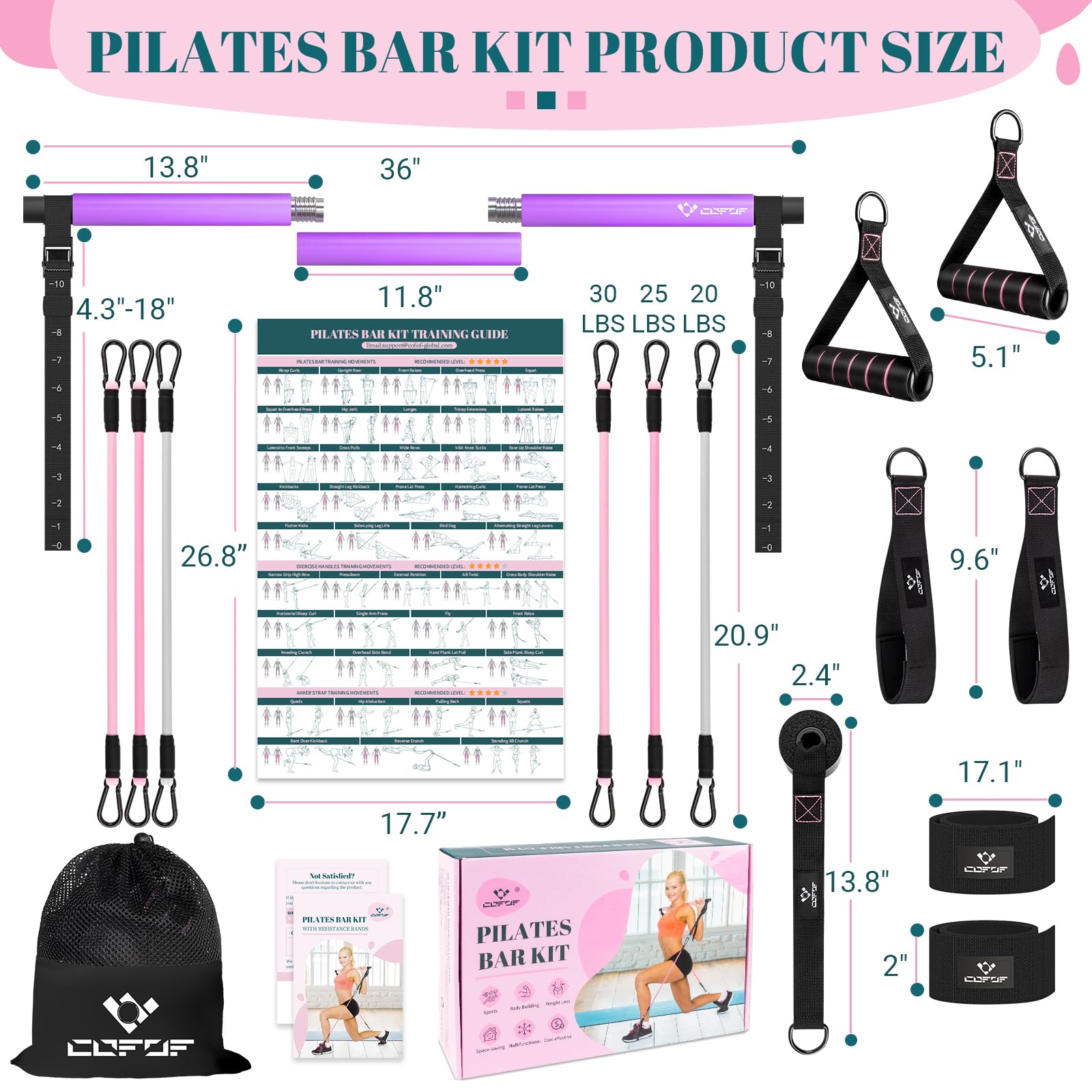 Achieve full-body strength, flexibility, and toning anywhere with the COFOF Pilates Bar Kit – adjustable resistance bands, padded handles, and portable design make home, travel, and outdoor workouts easy and effective.