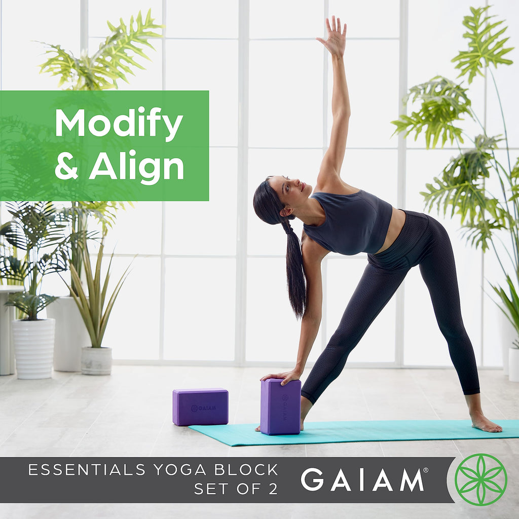 nhance stability, balance, and flexibility with the Gaiam Yoga Block & Strap Combo – durable, non-slip foam block and cotton strap help deepen stretches and safely modify poses for all skill levels.