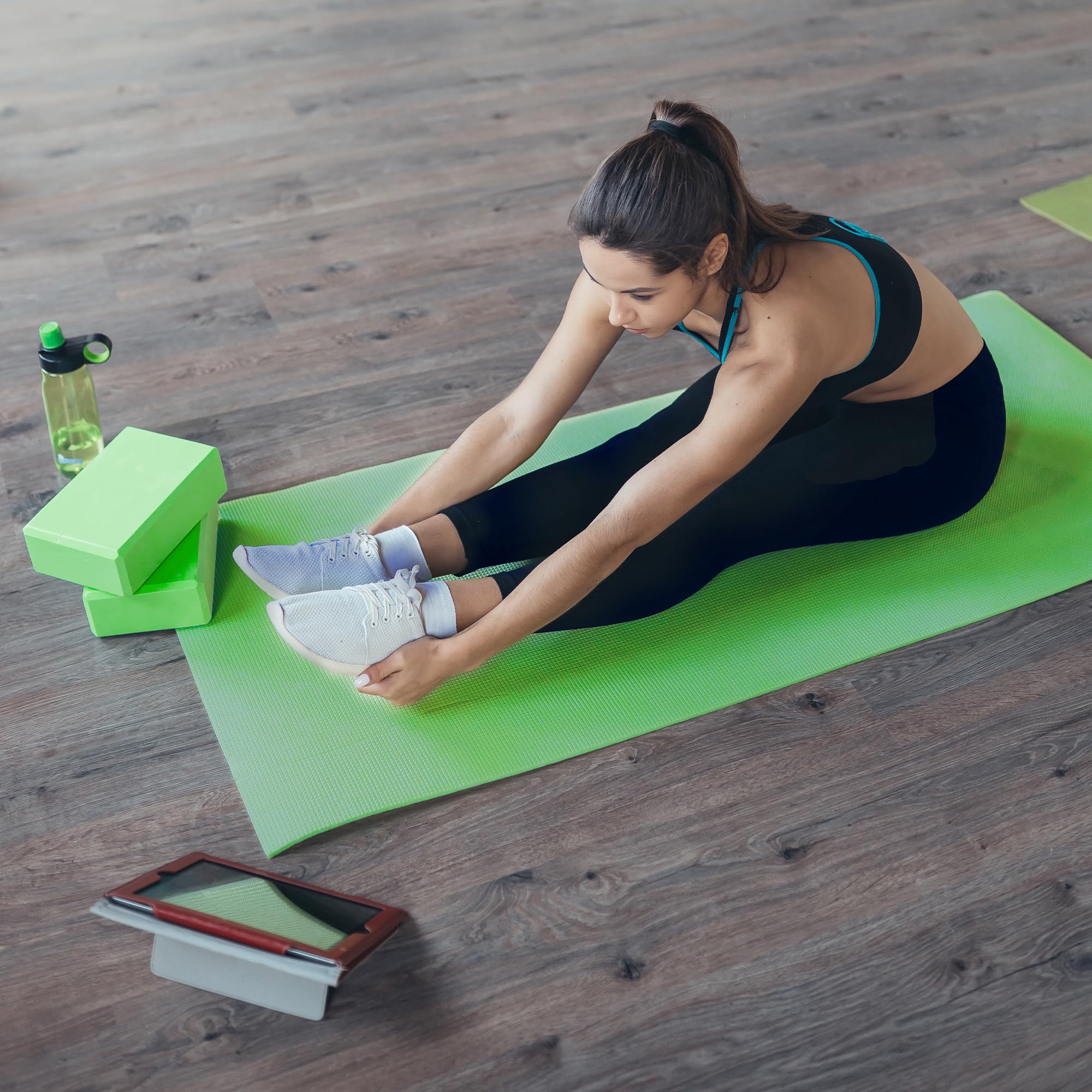 Master your yoga practice anywhere with the BalanceFrom 7-Piece Yoga Set – extra-thick mat, blocks, strap, towels, and knee pad for comfort, stability, and complete support at home or on-the-go.