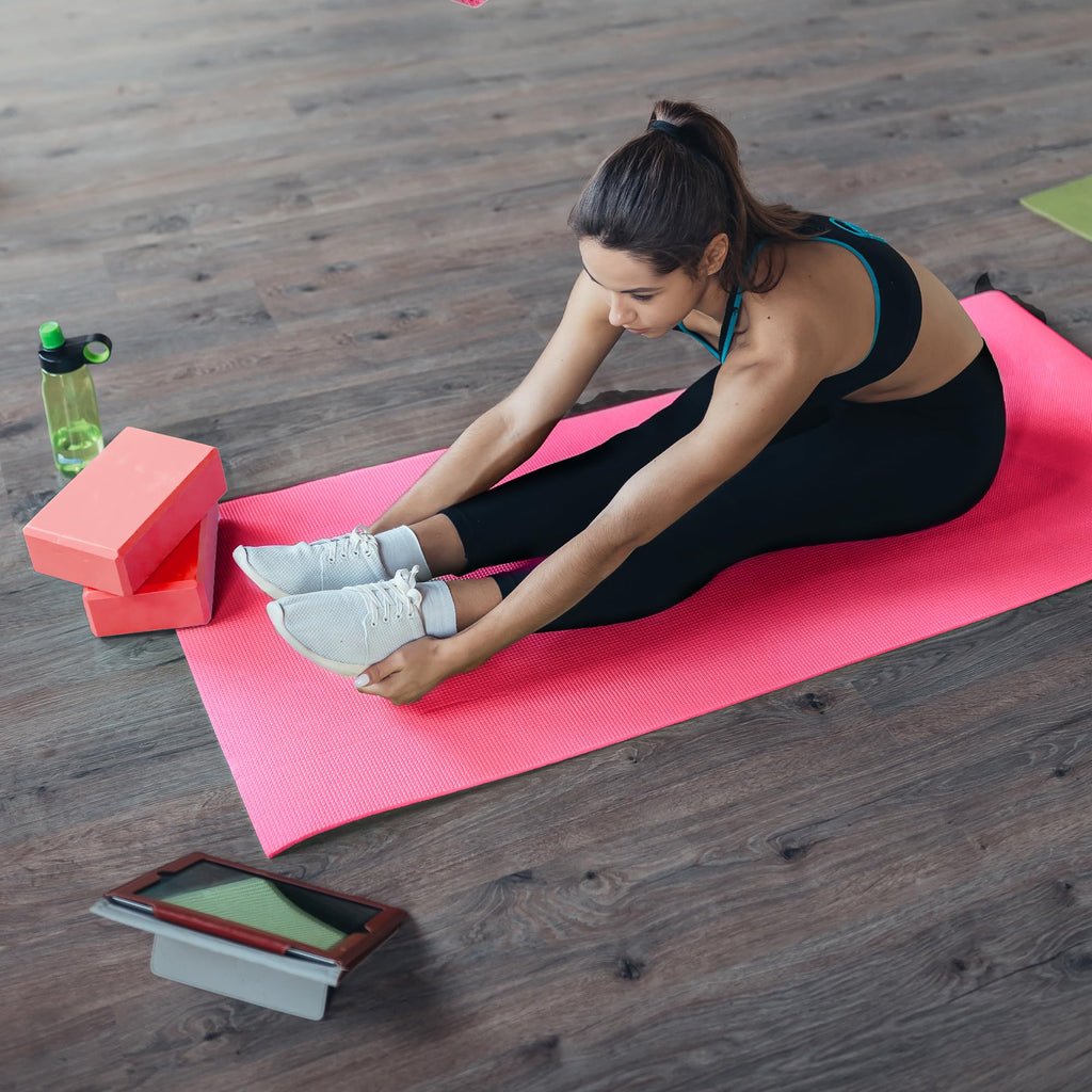 Master your yoga practice anywhere with the BalanceFrom 7-Piece Yoga Set – extra-thick mat, blocks, strap, towels, and knee pad for comfort, stability, and complete support at home or on-the-go.