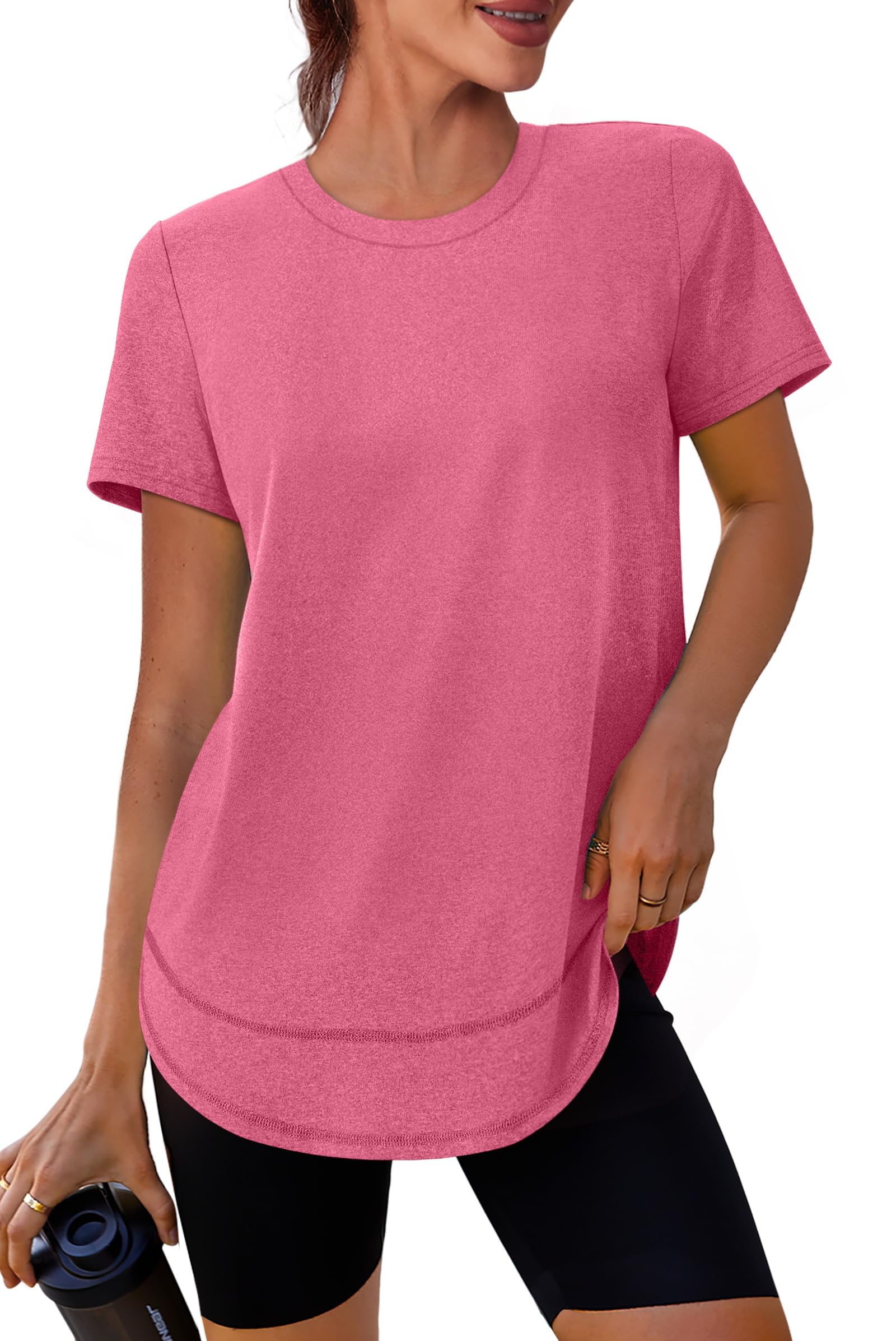 Stay cool, protected, and stylish with this UPF 50+ quick-dry workout shirt—lightweight, breathable, and flexible for yoga, running, hiking, or any active lifestyle.