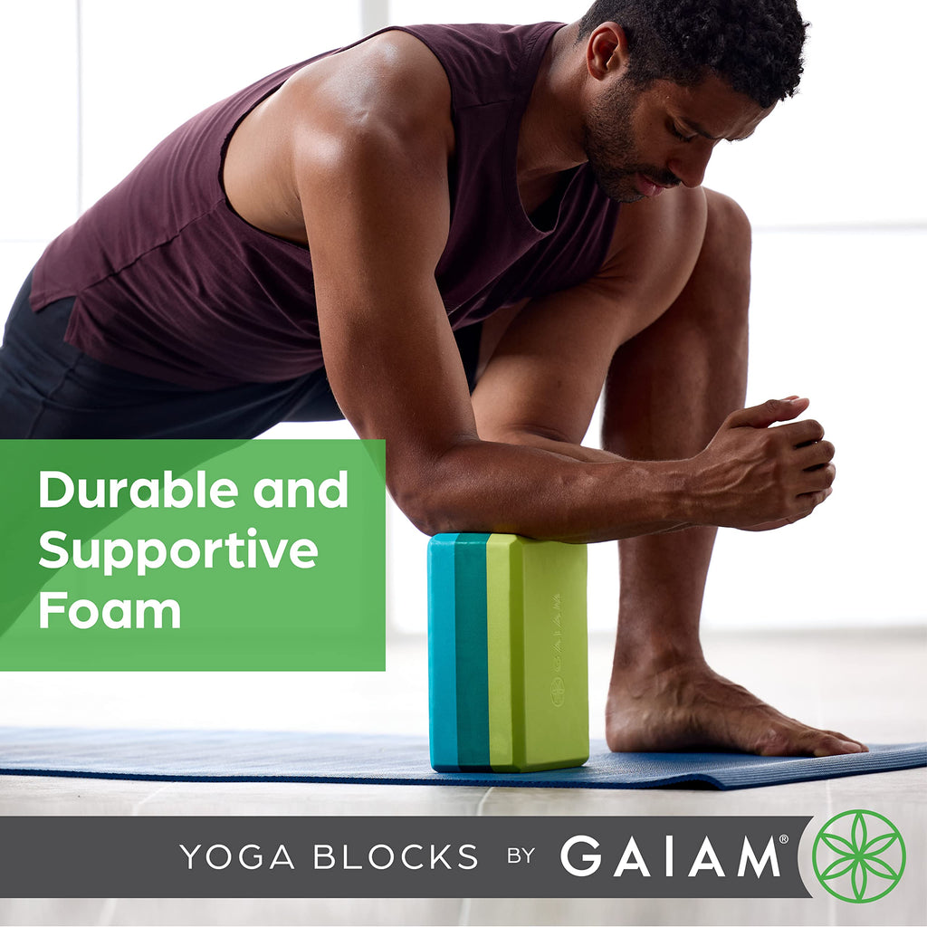 nhance stability, balance, and flexibility with the Gaiam Yoga Block & Strap Combo – durable, non-slip foam block and cotton strap help deepen stretches and safely modify poses for all skill levels.