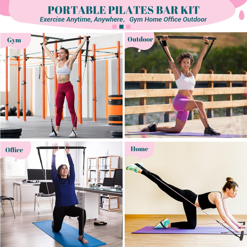 Achieve full-body strength, flexibility, and toning anywhere with the COFOF Pilates Bar Kit – adjustable resistance bands, padded handles, and portable design make home, travel, and outdoor workouts easy and effective.