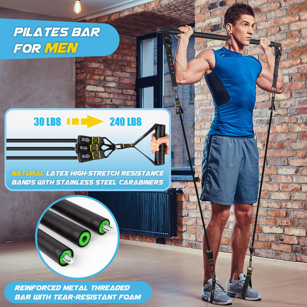 Achieve full-body strength, flexibility, and toning anywhere with the COFOF Pilates Bar Kit – adjustable resistance bands, padded handles, and portable design make home, travel, and outdoor workouts easy and effective.
