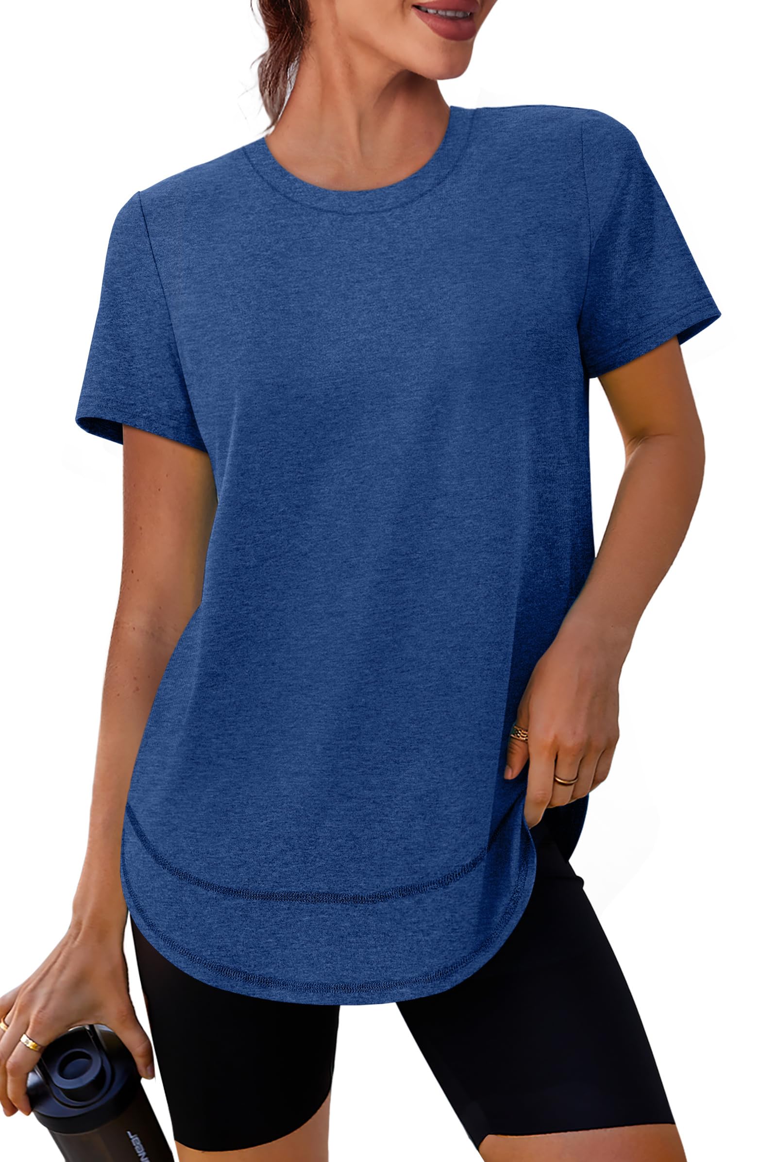 Stay cool, protected, and stylish with this UPF 50+ quick-dry workout shirt—lightweight, breathable, and flexible for yoga, running, hiking, or any active lifestyle.