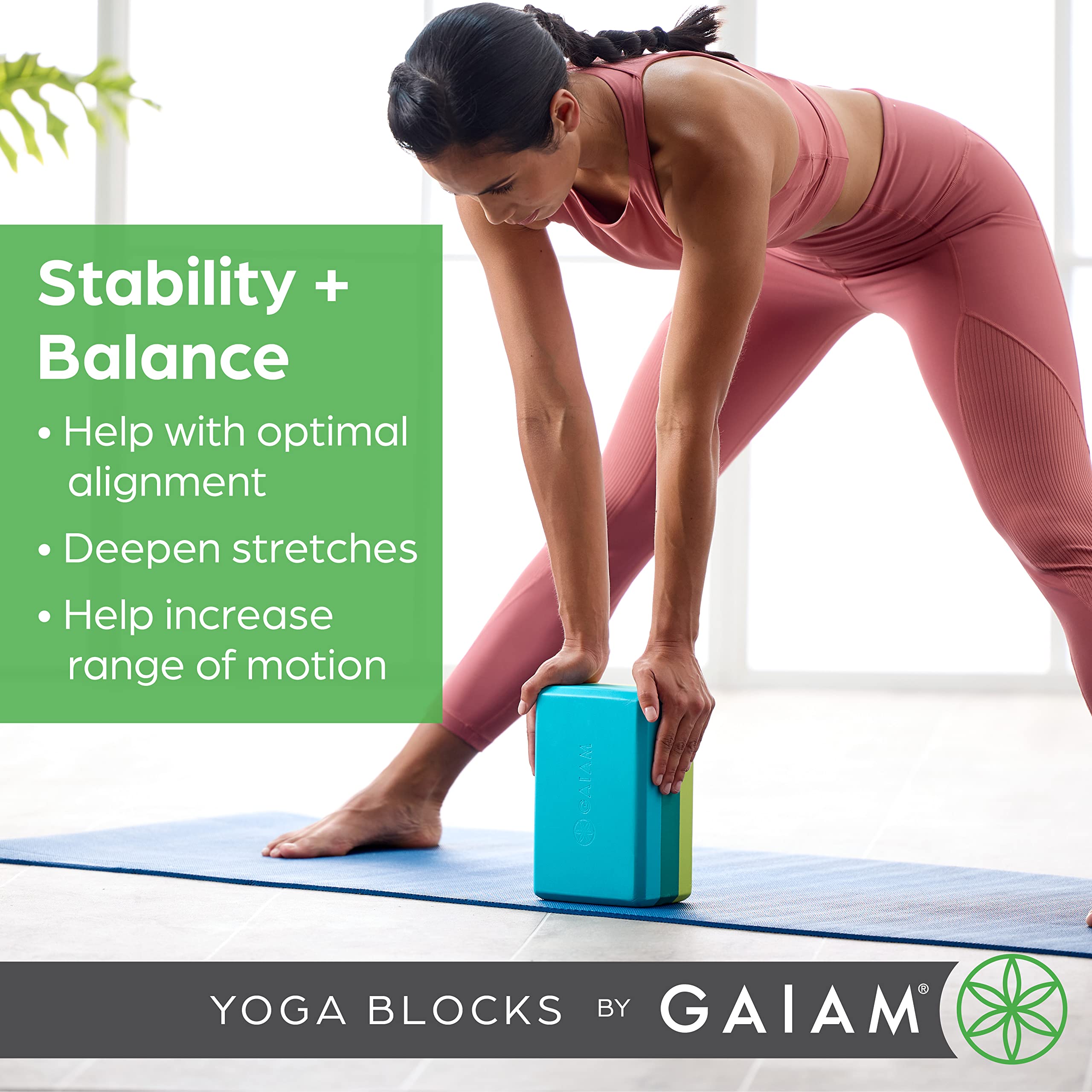 nhance stability, balance, and flexibility with the Gaiam Yoga Block & Strap Combo – durable, non-slip foam block and cotton strap help deepen stretches and safely modify poses for all skill levels.