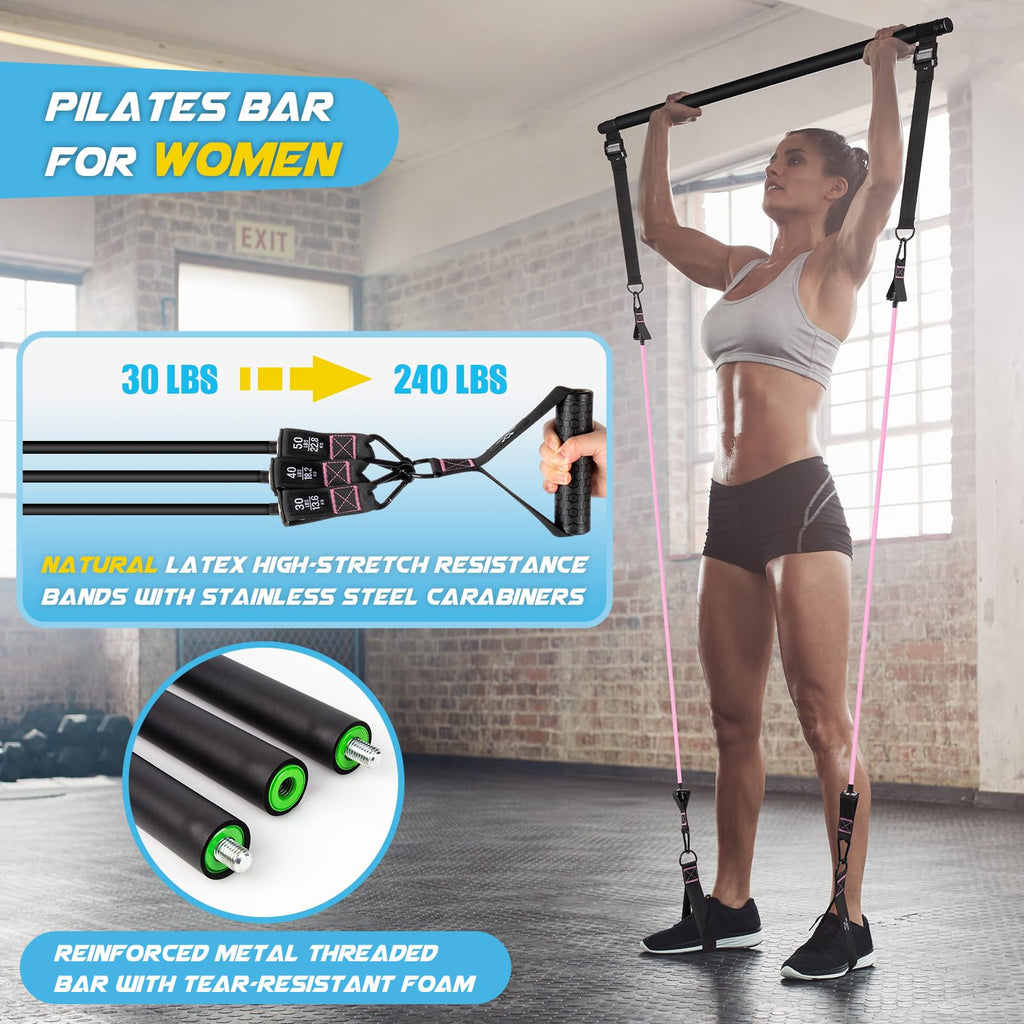 Achieve full-body strength, flexibility, and toning anywhere with the COFOF Pilates Bar Kit – adjustable resistance bands, padded handles, and portable design make home, travel, and outdoor workouts easy and effective.
