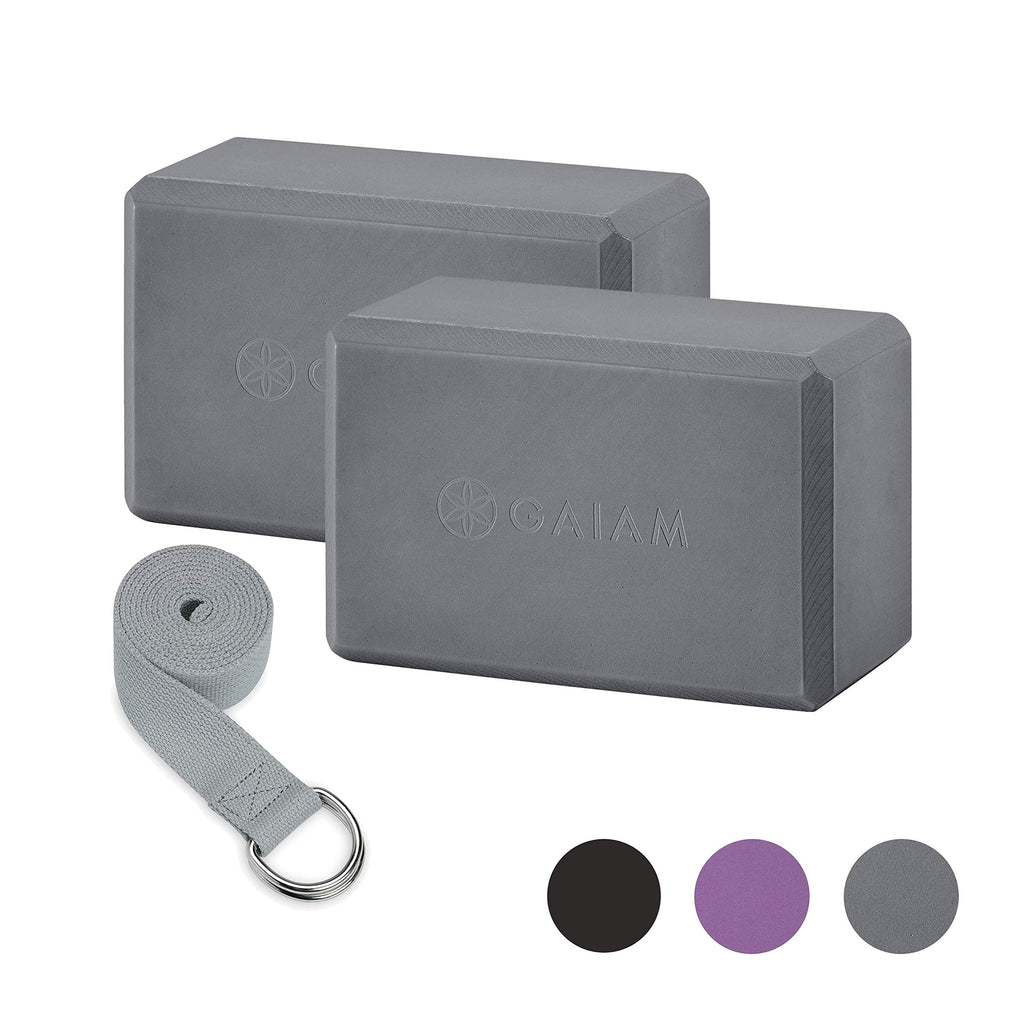 nhance stability, balance, and flexibility with the Gaiam Yoga Block & Strap Combo – durable, non-slip foam block and cotton strap help deepen stretches and safely modify poses for all skill levels.