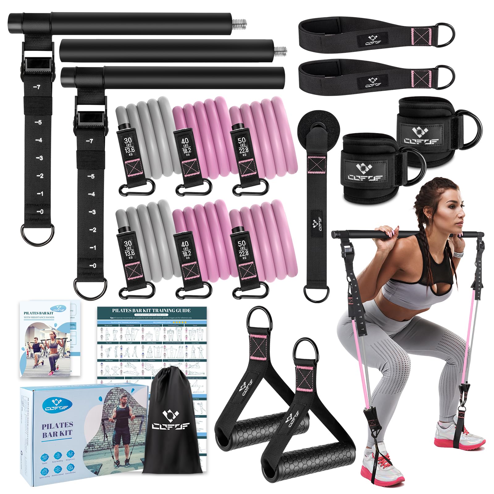 Achieve full-body strength, flexibility, and toning anywhere with the COFOF Pilates Bar Kit – adjustable resistance bands, padded handles, and portable design make home, travel, and outdoor workouts easy and effective.