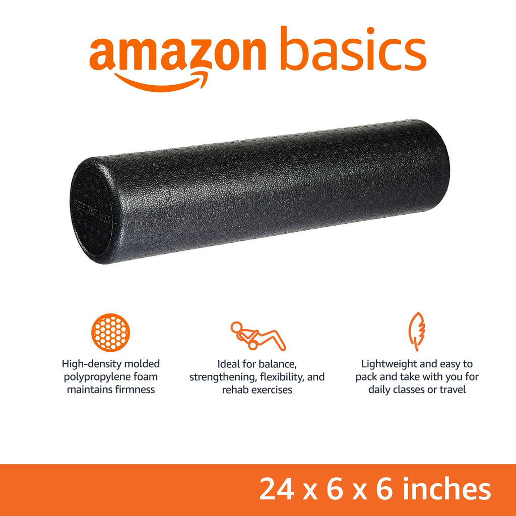 Relieve tension, improve balance, and boost flexibility with the Amazon Basics High-Density Foam Roller – firm, durable, portable, and perfect for home, gym, yoga, Pilates, and recovery workouts.